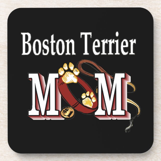 Boston Terrier Dog MOM Beverage Coaster (Front)