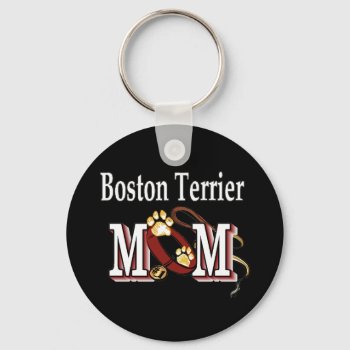 Boston Terrier Dog Mom Keychain by DogsByDezign at Zazzle