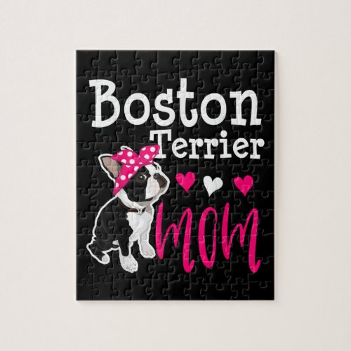 Boston Terrier Dog Mom Owner Cute Funny  Jigsaw Puzzle