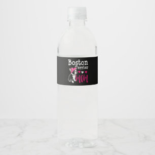Boston Terrier Dog Mom Owner Cute Funny  Water Bottle Label