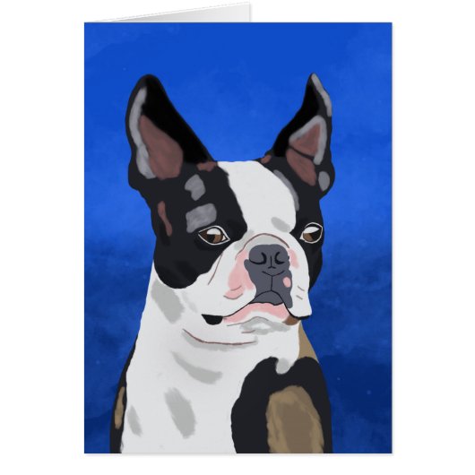 Boston Terrier Dog Oil Painting Art Portrait (Front)