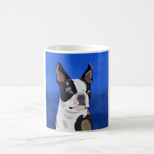 Boston Terrier Dog Oil Painting Art Portrait Coffee Mug