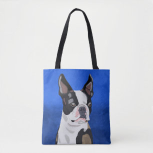 Boston Terrier Dog Oil Painting Art Portrait Tote Bag