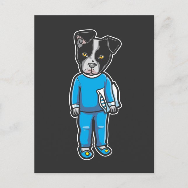 Boston Terrier Dog Pajamas Puppy Sleep Bed Time Postcard (Front)