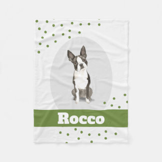 Boston Terrier Dog personalized dots blanket