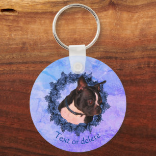 Boston Terrier Dog Personalized Keychain