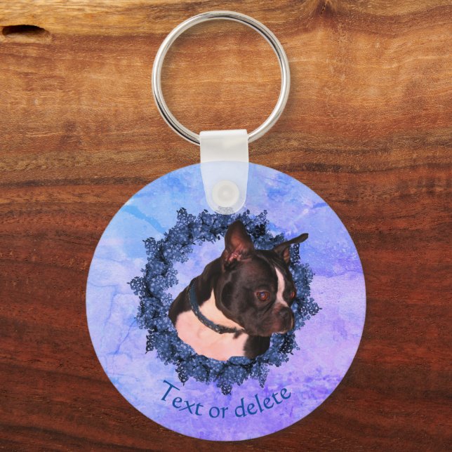 Boston Terrier Dog Personalized Keychain (Front)