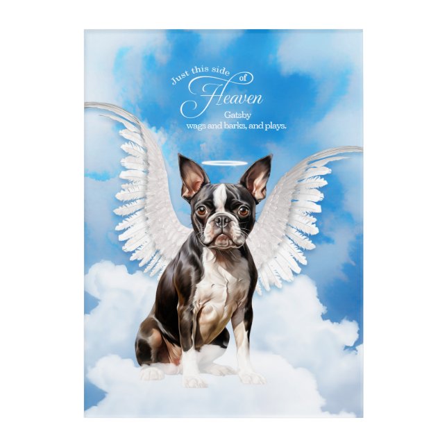 Boston Terrier Dog Personalized Pet Memorial Acrylic Print (Front)