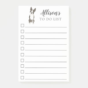 Boston Terrier Dog Personalized To Do List Post-it Notes