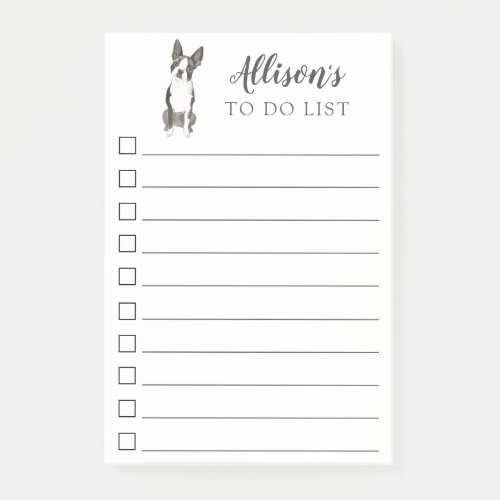 Boston Terrier Dog Personalized To Do List Post_it Notes