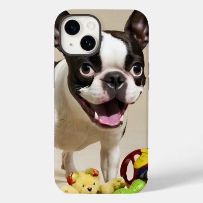 Boston Terrier Dog Playing with Toys Case-Mate iPhone 14 Case