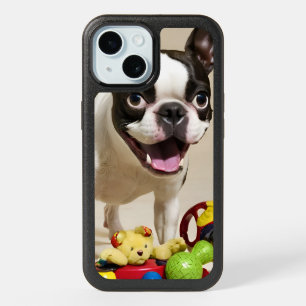 Boston Terrier Dog Playing with Toys iPhone 15 Case