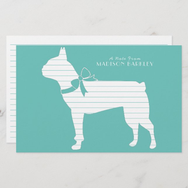 Boston Terrier Dog Puppy Stationery (Front/Back)