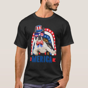 Boston Terrier Dog Rainbow Leopard Merica Flag 4th T-Shirt