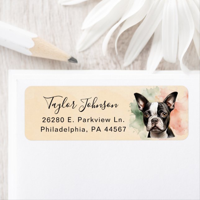 Boston Terrier Dog Return Address Label (Insitu)