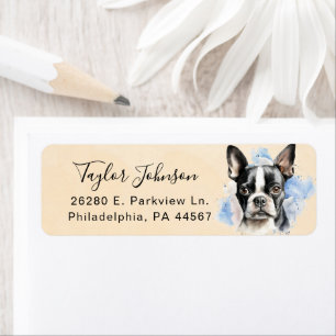 Boston Terrier Dog Return Address Label