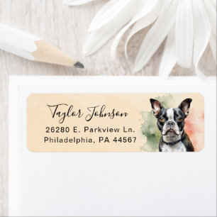 Boston Terrier Dog Return Address Label