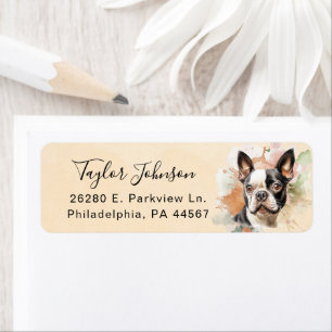 Boston Terrier Dog Return Address Label