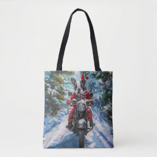 Boston Terrier Dog Riding Motorcycle Christmas Tote Bag