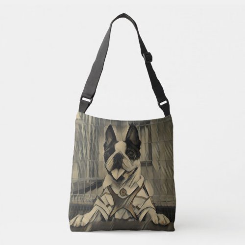 Boston terrier dog run crossbody bag