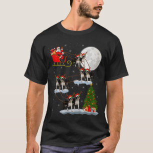 Boston Terrier Dog Santa Sleigh Flying Funny Chris T-Shirt