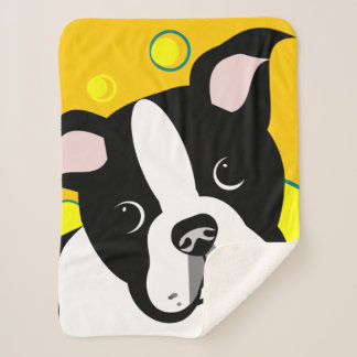 Boston Terrier Dog Sherpa Blanket