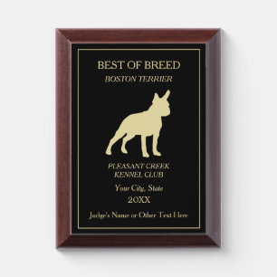 Boston Terrier Dog Show Award Plaque