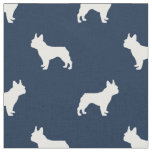 Boston Terrier dog silhouette navy blue Fabric
