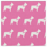 Boston Terrier Dog Silhouette Pet pink Fabric