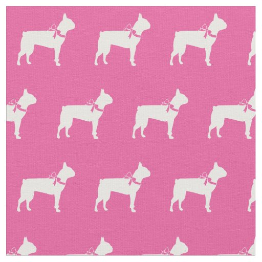 Boston Terrier Dog Silhouette Pet pink Fabric