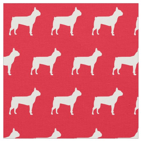 Boston Terrier Dog Silhouette Pet Red Fabric