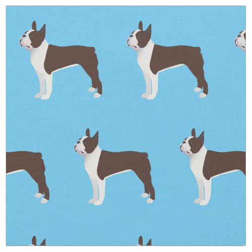 Boston Terrier Dog Silhouette Tiled Fabric