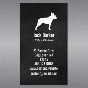 Boston Terrier Dog Silhouette Vertical Magnetic Business Card