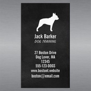 Boston Terrier Dog Silhouette Vertical Magnetic Business Card by jennsdoodleworld at Zazzle