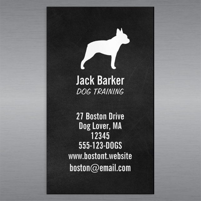 Boston Terrier Dog Silhouette Vertical Magnetic Business Card (Creator Uploaded)