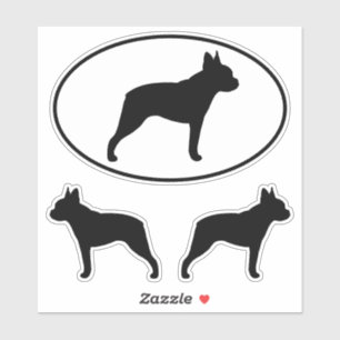 Boston Terrier Dog Silhouettes Vinyl Sticker Set