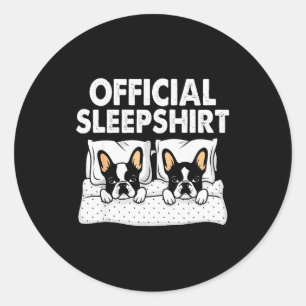Boston Terrier Dog Sleep Pajamas Nightgown Classic Round Sticker
