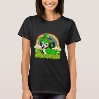 Boston Terrier Dog St Patricks Day Irish Shamrock T-Shirt