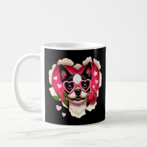 Boston Terrier Dog Sunglasses Love Rose Heart Vale Coffee Mug