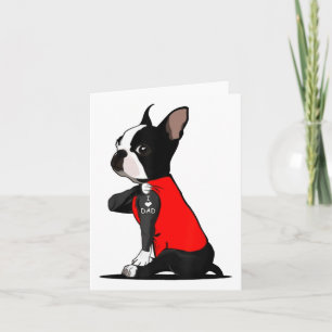 Boston Terrier Dog Tattoo I Love Dad Funny Family Card