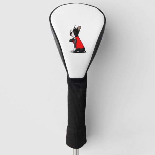 Boston Terrier Dog Tattoo I Love Dad Funny Family  Golf Head Cover