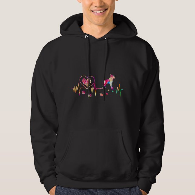Boston Terrier Dog Tie Dye Heart Beat Puppy Dog Hoodie (Front)