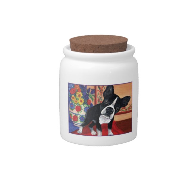 Boston Terrier Dog Treat Candy Jar (Front)