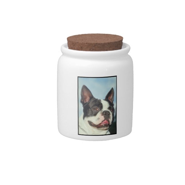 Boston Terrier Dog Treat Candy Jar (Front)