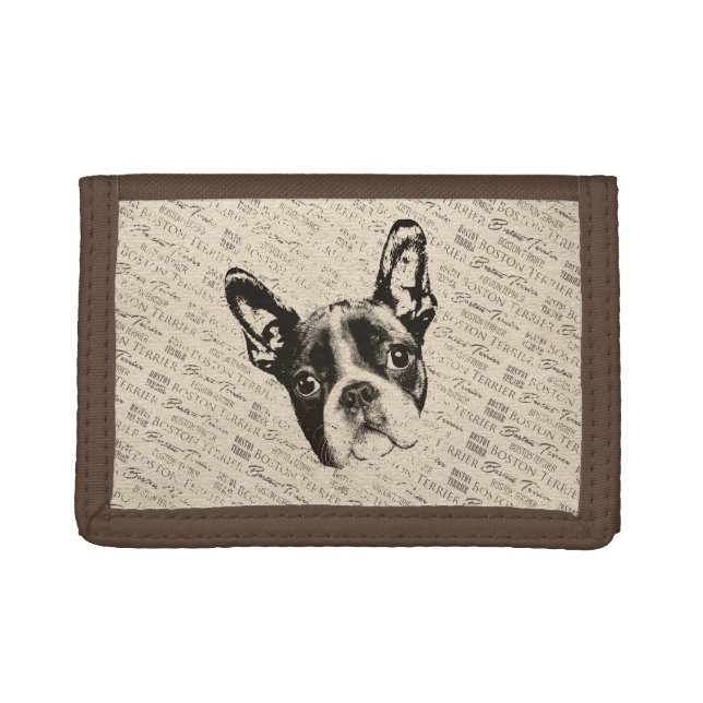 Boston Terrier dog Trifold Wallet (Front)