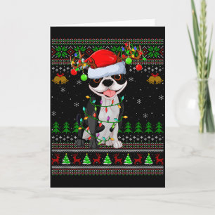 Boston Terrier Dog Ugly Christmas Sweater Holiday Card