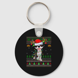 Boston Terrier Dog Ugly Christmas Sweater Holiday Keychain