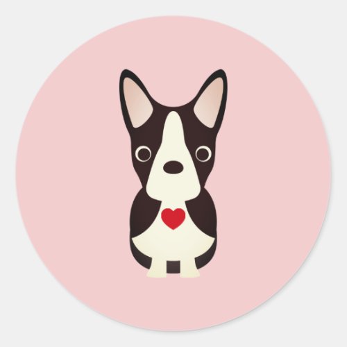  Boston Terrier Dog Valentine Valentines Day Classic Round Sticker