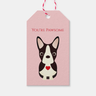 Boston Terrier Dog Valentine, Valentine's Day Gift Tags