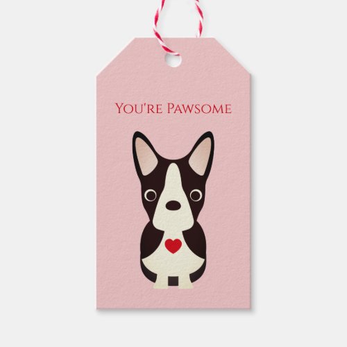 Boston Terrier Dog Valentine Valentines Day Gift Tags